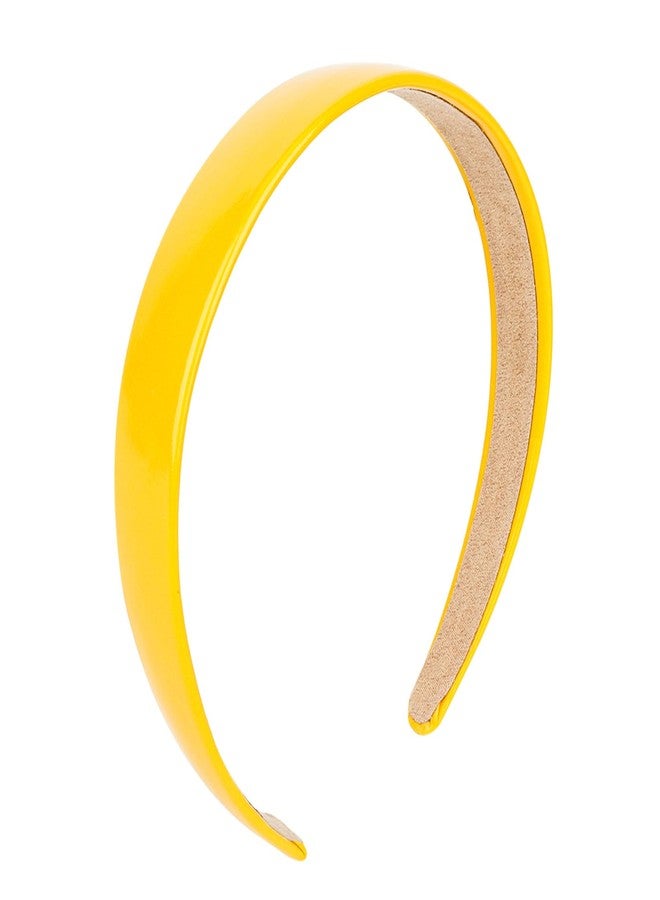 Uintoon Yellow Headband Faux Leather Thin Hairband Halloween Head Bands for Womens & Girls Hair Solid Simple Holiday Cosplay Head Bands Yellow Hair Accessories for Women Girls - Image 1