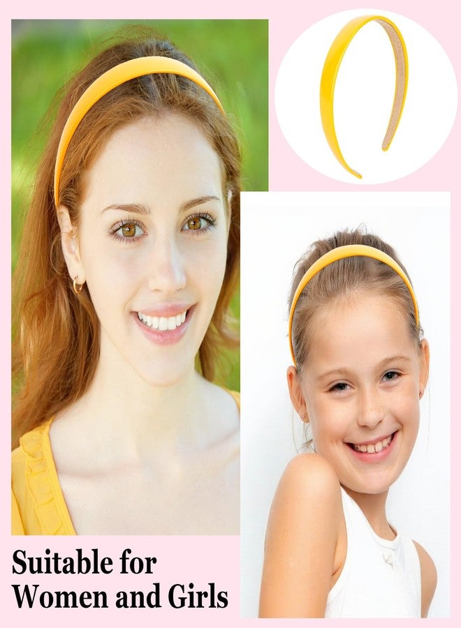 Uintoon Yellow Headband Faux Leather Thin Hairband Halloween Head Bands for Womens & Girls Hair Solid Simple Holiday Cosplay Head Bands Yellow Hair Accessories for Women Girls - Image 4