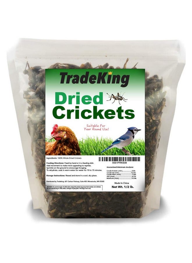 TradeKing - TradeKing Natural Dried Crickets, Food for Bearded Dragons, Wild Birds, Chicken, Fish, & Reptiles (8 oz Resealable Bag) Veterinary Certified - Image 1