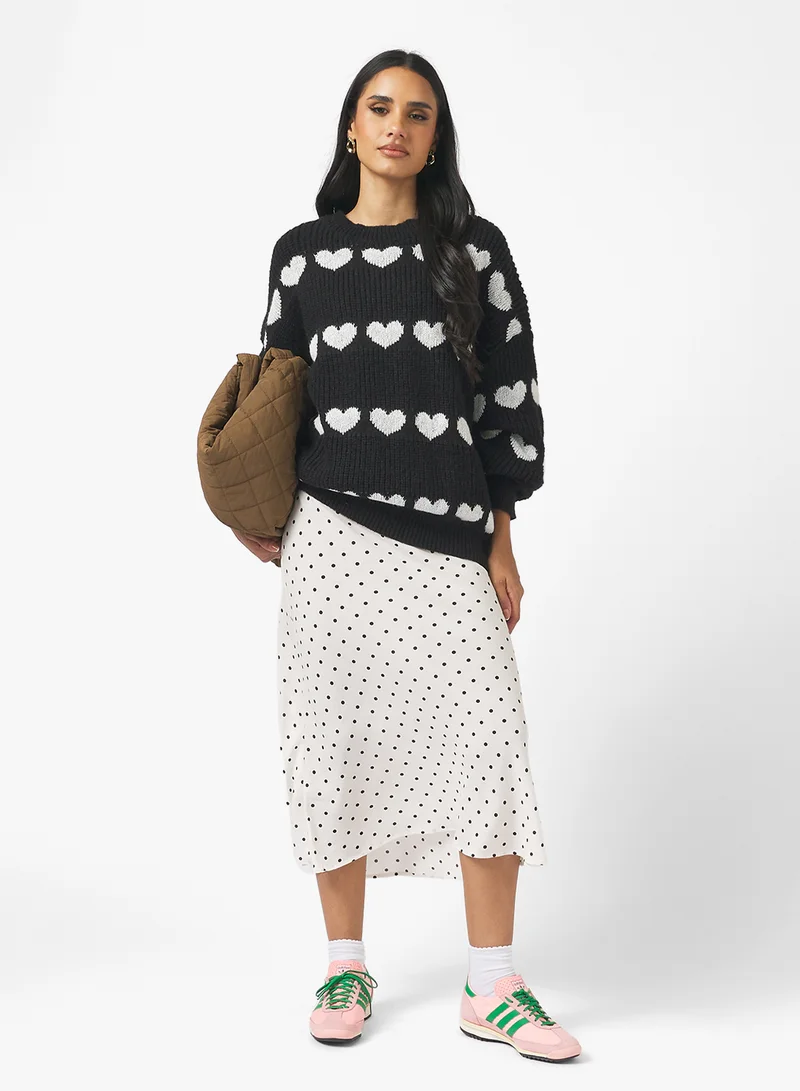 Ginger Heart Detail Crew Neck Sweater