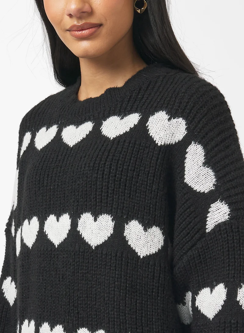 Ginger Heart Detail Crew Neck Sweater