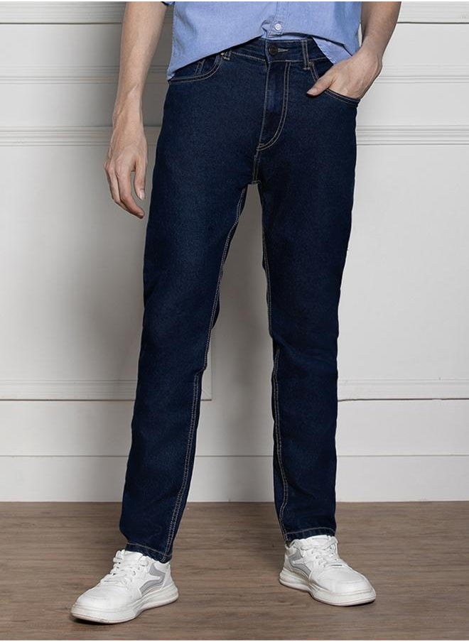Dennis Lingo - Men’s Slim Fit Dark Blue Jeans – Sleek and Stretchable - Image 1