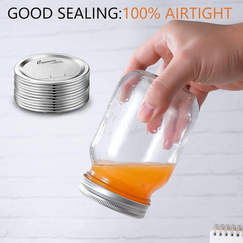 EvaHab 128-Count, Regular Mouth Canning Lids for Ball, Kerr Jars - Split-Type Metal Mason Jar Lids for Canning - Food Grade Material, 100% Fit & Airtight for Regular Mouth Jars - Image 4
