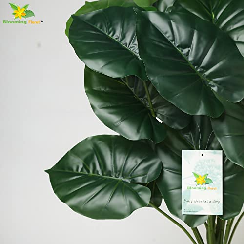 Blooming Floret Artificial Philodendron Plant with Basic Black Pot | 18 Green Leaves | Big Ornamental Plant for Interior Decor/Home Decor/Office Decor | 63.5 cm Tall Tropical Plant - Image 2