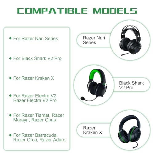 Koffmon Replacement Audio Cable Cord Wire with Y Splitter for Razer Kraken X/BlackShark V2 Pro/Razer Nari Headphone Gaming Headset Adapter to PC/Speaker/Headphone - Image 2