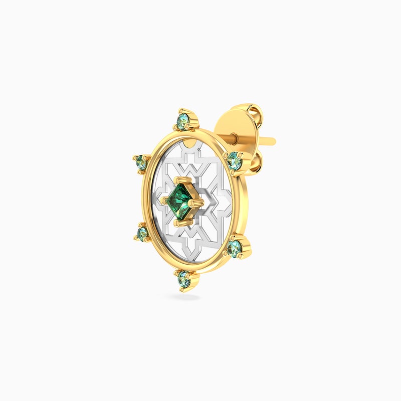 Instyle by L'azurde Circled Star Arabesque Colored Stones Stud Earrings in 14K Gold - Image 3