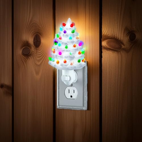 Collections Etc Ceramic Christmas Tree Night Light - 6" H, Nostalgic, Decorative Bathroom Decoration, Green - Image 4