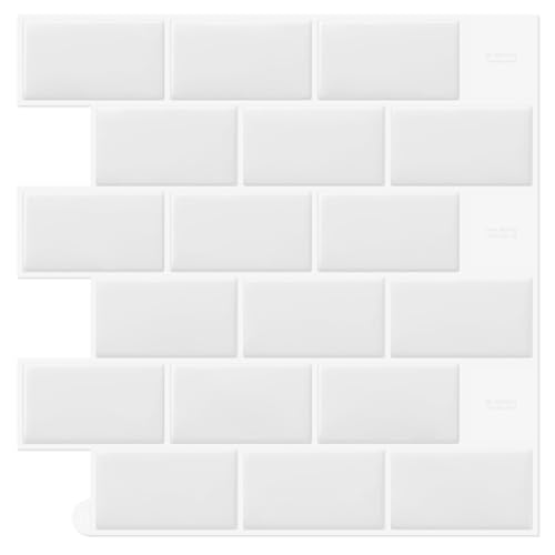 DEWOO 20-Sheet White Peel and Stick Subway Tile Backsplash Self Adhesive Brick Stickers for Kitchen Bathroom Wall (12"×12") - Image 1
