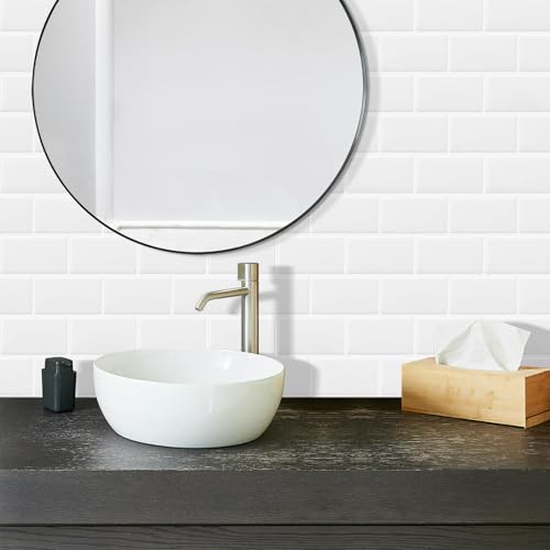 DEWOO 20-Sheet White Peel and Stick Subway Tile Backsplash Self Adhesive Brick Stickers for Kitchen Bathroom Wall (12"×12") - Image 2