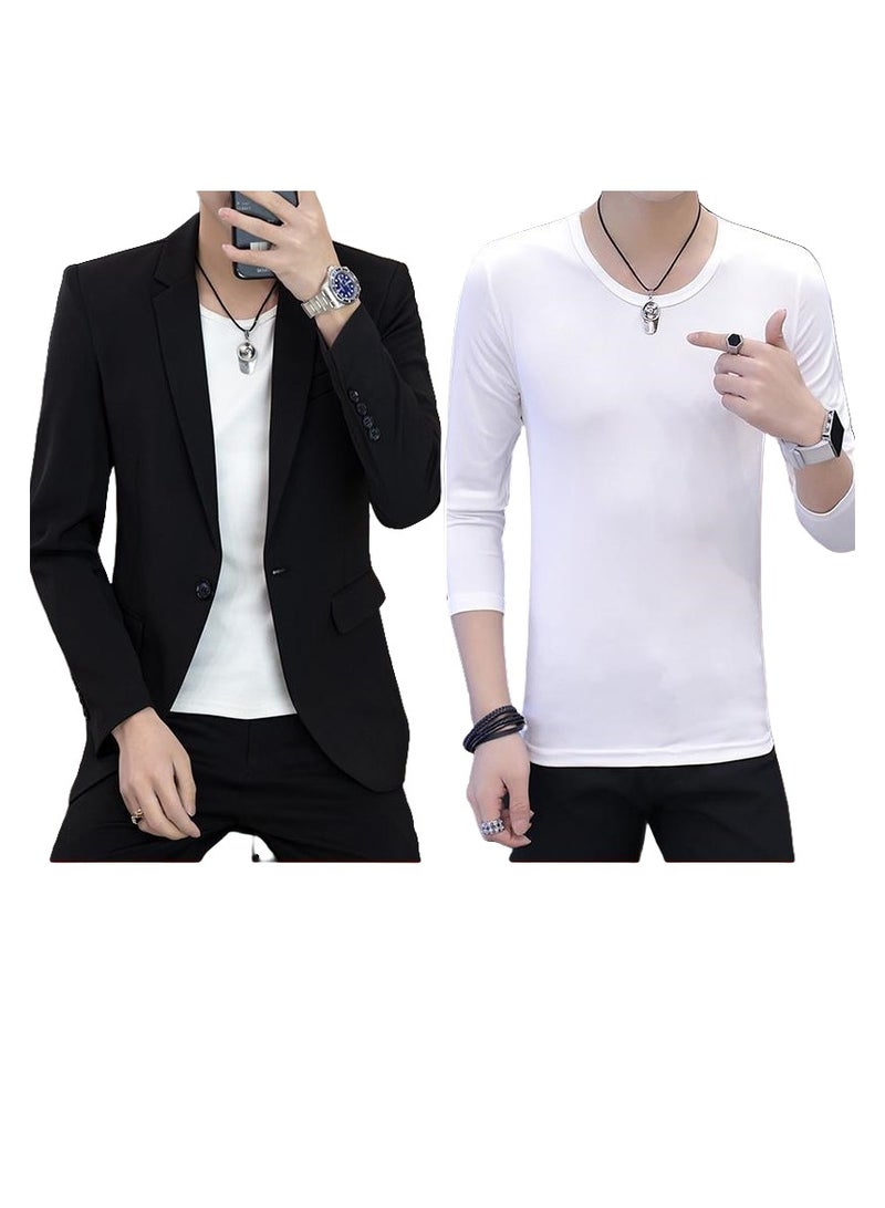 Shougu New Business Casual Slim-fit Suit And Polo Shirt  - Image 1