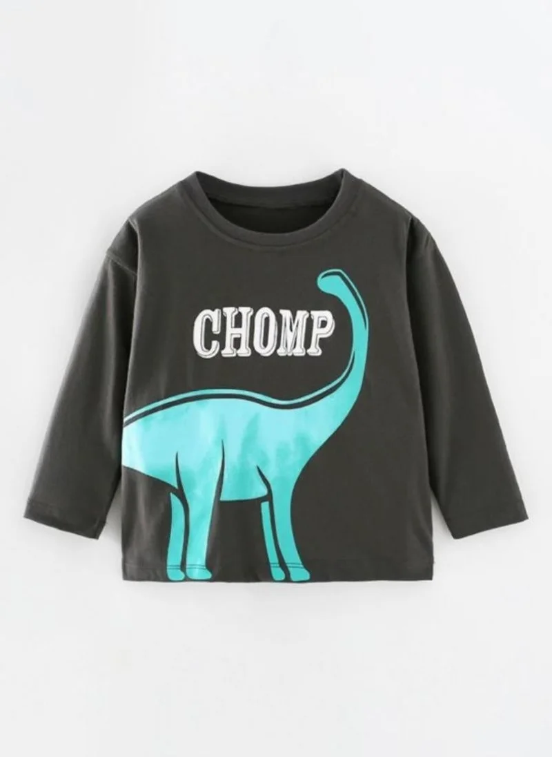 YUNIQEE Grey Graphic Printed Round Neck T-shirt