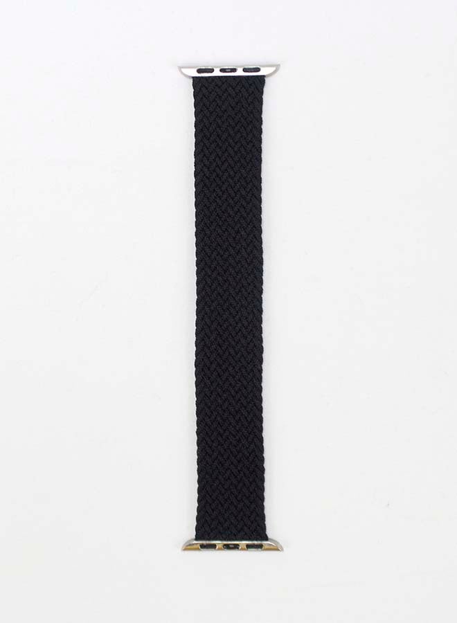 Replacement Nylon Braided Apple Watch Band for 45/44/42 mm Medium Black - Image 3