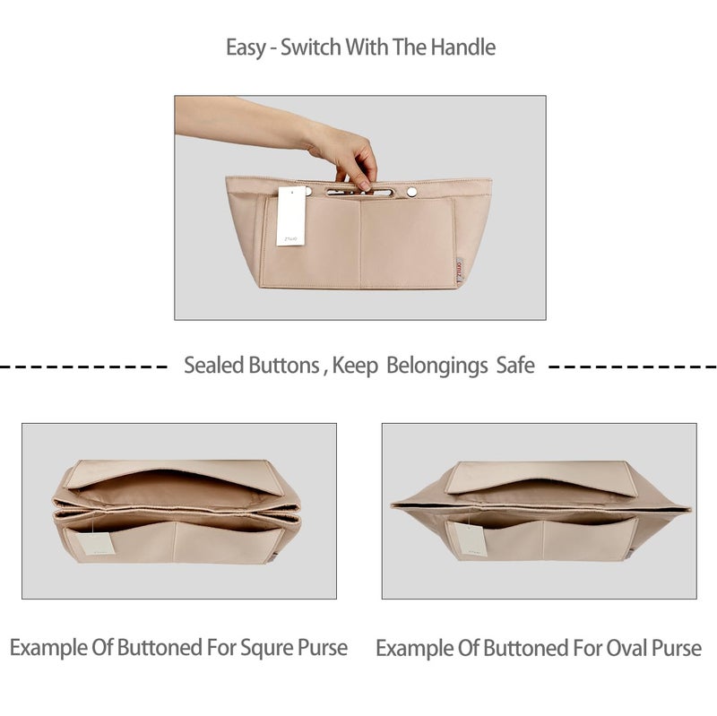 ZTUJO Purse Organizer Insert For Handbag & Tote Shaper,Tote Bag Organizer Insert For Speedy Neverful, 6 Sizes(Small, Silky Beige) - Image 2