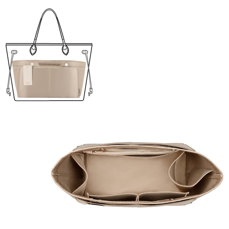 ZTUJO Purse Organizer Insert For Handbag & Tote Shaper,Tote Bag Organizer Insert For Speedy Neverful, 6 Sizes(Small, Silky Beige) - Image 1