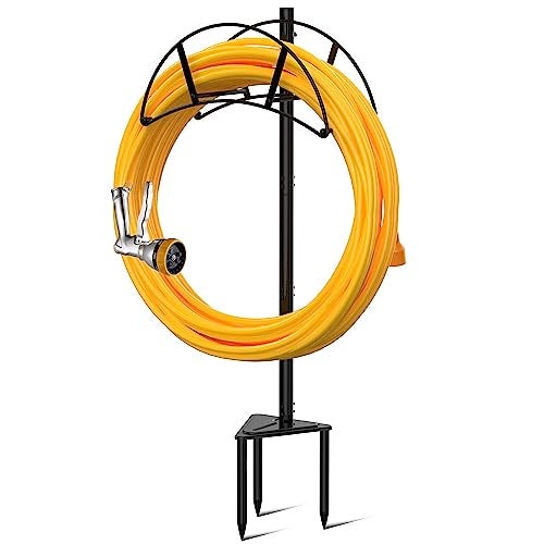S SUCHEK Suchek Metal Garden Hose Holder Stake, Freestanding, Heavy Duty Water Hose Stand, In Ground Hose Rack Organizer for Outside Yard (Black) - Image 1