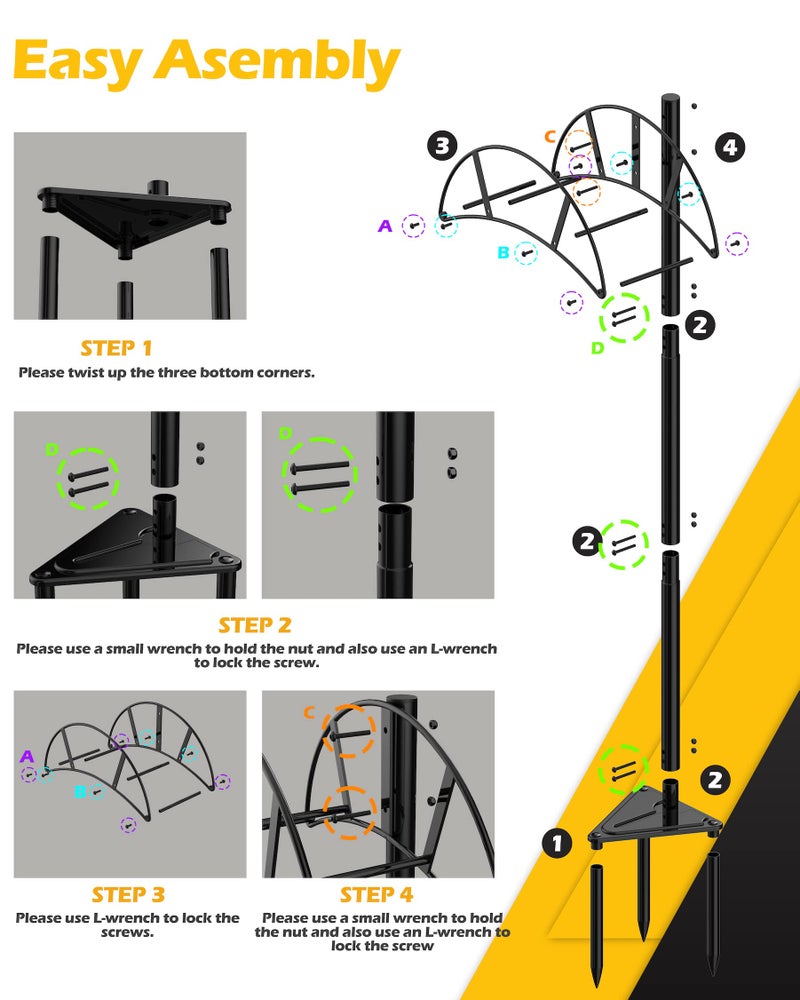 S SUCHEK Suchek Metal Garden Hose Holder Stake, Freestanding, Heavy Duty Water Hose Stand, In Ground Hose Rack Organizer for Outside Yard (Black) - Image 5
