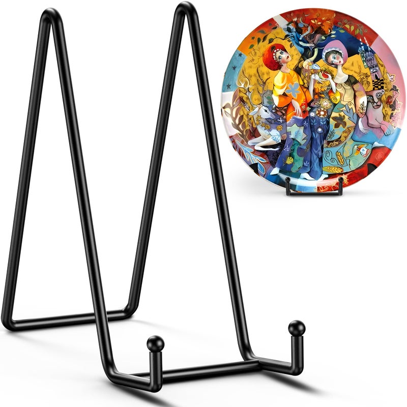 TRLIFE 4 Pack 10 Inch Large Plate Stands for Display Metal Plate Holder Stand Picture Stand Small Easels for Decorative Plate Platter Book Plaques Photo Frame Tabletop Art