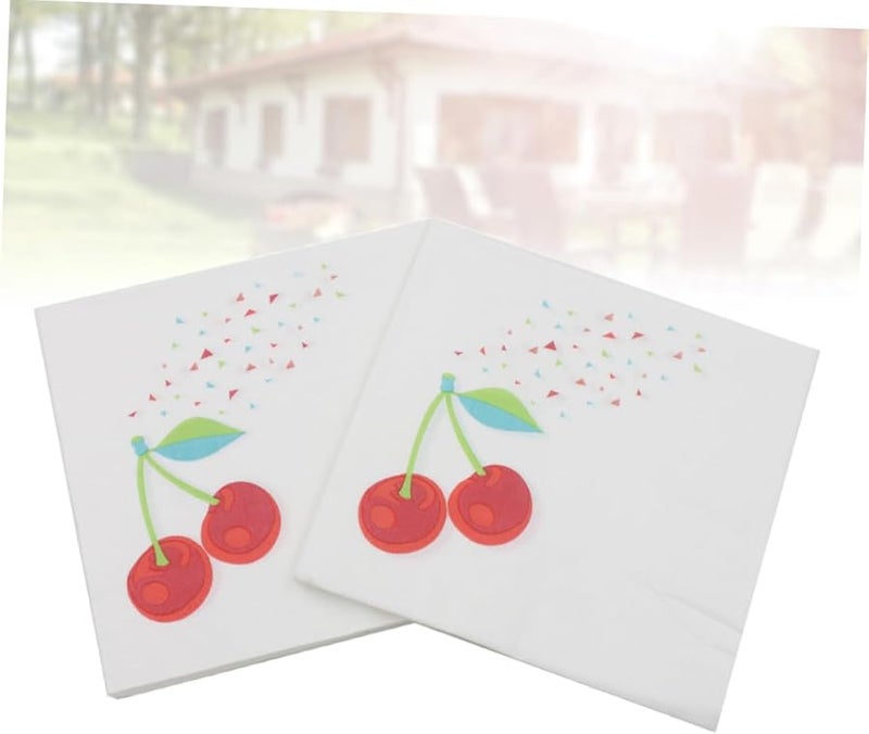 Valiclud 20 ورقة مناديل ورقية مطبوعة بتصميم الكرز، مصنوعة من لب الخشب الماص للحفلات وأعياد الميلاد والعشاء - Image 5