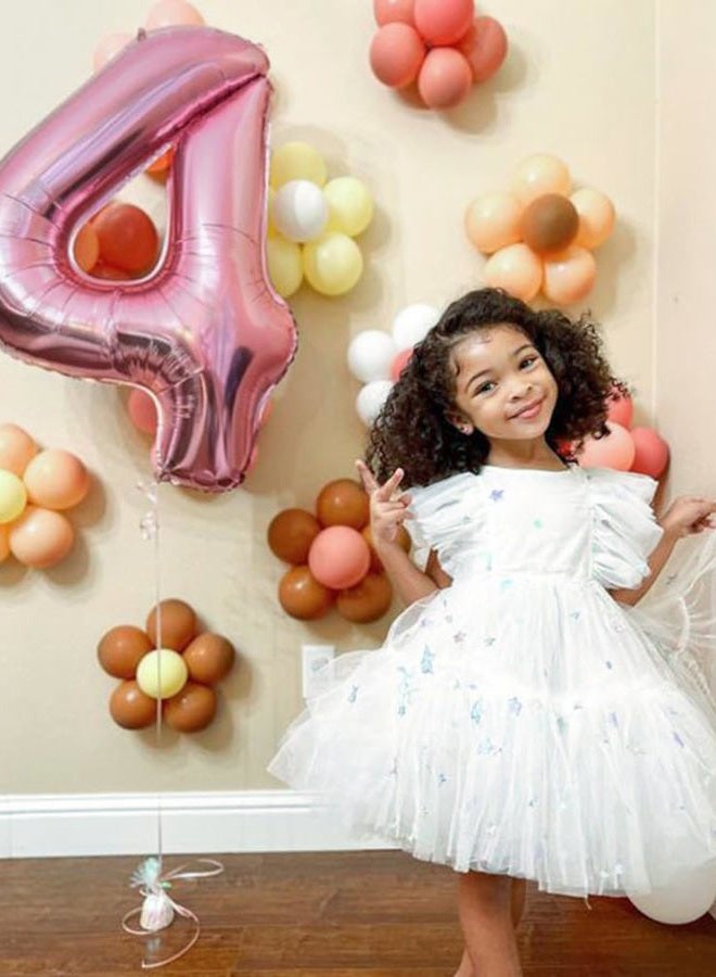 Mluchee 4 Balloon Number 40 Inch Birthday Party Decorations, Jumbo Mylar Foil Happy Pink Balloons For 4th Girl, Minnie Mouse Gracie Corner Party Decorations - Image 4