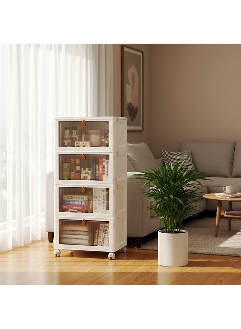 إيه جي دي وحدة تخزين من 4 طبقات شفافة، قابلة للتكديس بعجلات، متعددة الأغراض أناقة ومرونة في التخزين - Image 2