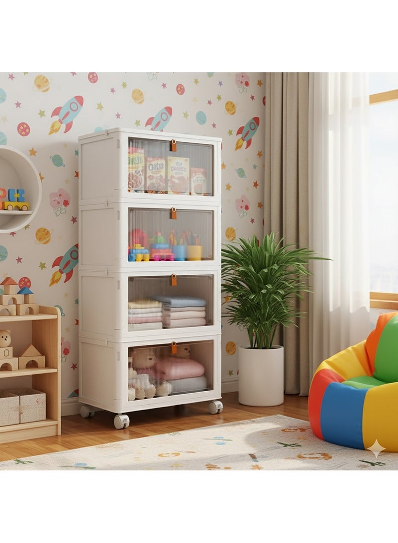 إيه جي دي وحدة تخزين من 4 طبقات شفافة، قابلة للتكديس بعجلات، متعددة الأغراض أناقة ومرونة في التخزين - Image 4