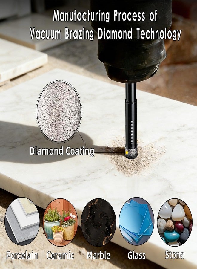 DECKRKAT 10-Piece Dry Diamond Core & Masonry Drill Bit Set- 3/16"(x2), 1/4"(x3), 5/16", 3/8", 1/2" + 1/4"(x2) Masonry Bit for Tile,Ceramic, Porcelain,Marble,Granite. - Image 3