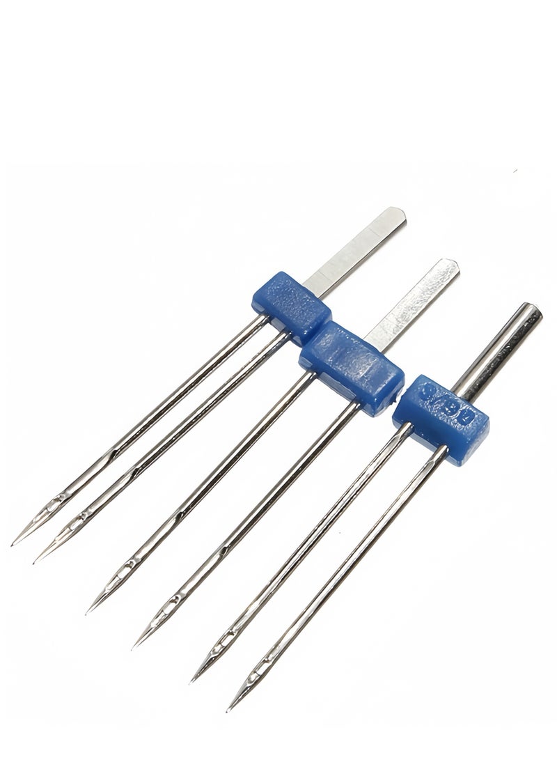 Pack Of 3 Double Twin Needle Pins Sewing Machine Accessories Silver - Image 2