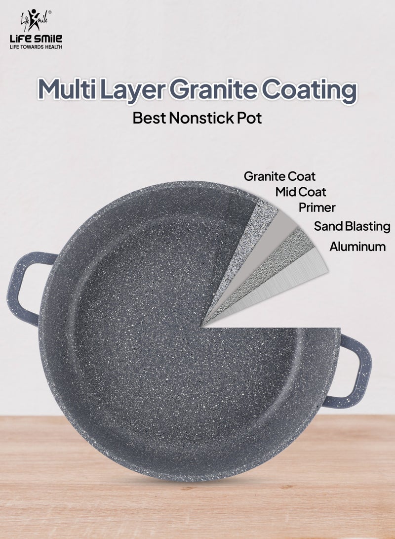 Life Smile 24cm Granite Nonstick Shallow Pot with Lid – Induction Base, 2.5L - Image 5