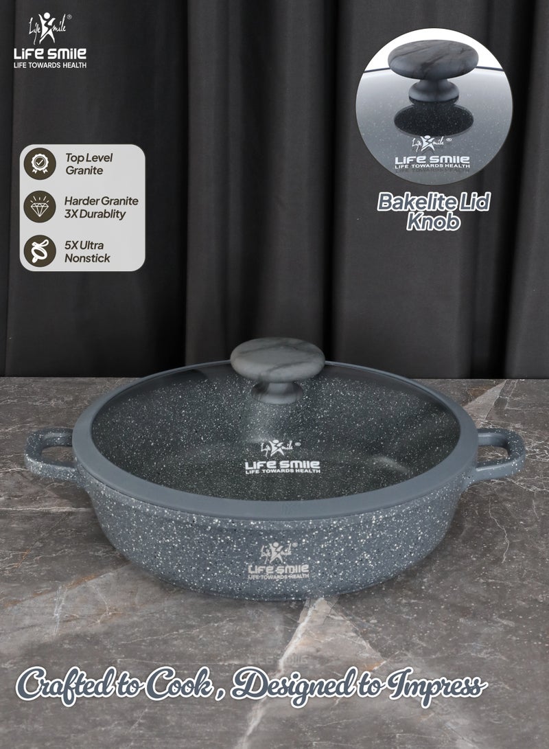 Life Smile 24cm Granite Nonstick Shallow Pot with Lid – Induction Base, 2.5L - Image 4