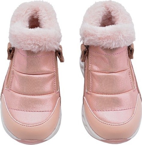 Kids A More Bonthe Double Zipper Plush Furry Parachute Fabric Girls Boots Pink - Image 2