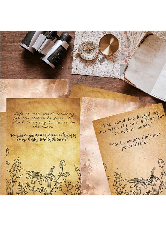 OASIS DESERT 50 Sheets Of Printed Paper - Vintage And Nostalgic A4 Double-Sided Lettering Diy Journaling Decoration Material Stationery - Image 3