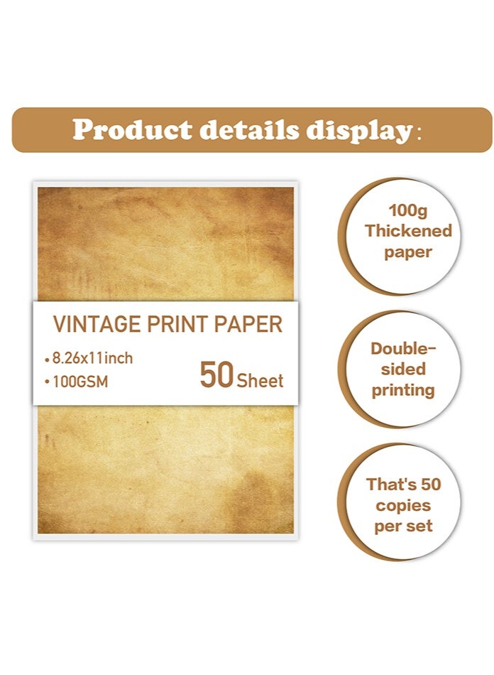 OASIS DESERT 50 Sheets Of Printed Paper - Vintage And Nostalgic A4 Double-Sided Lettering Diy Journaling Decoration Material Stationery - Image 4