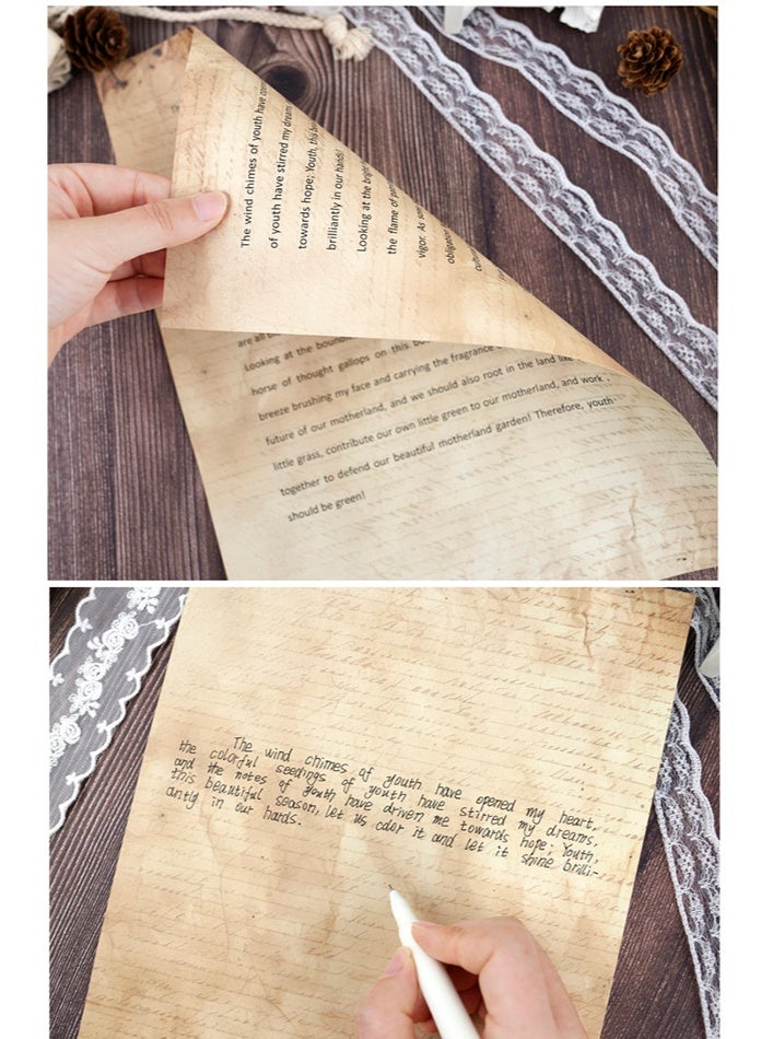 OASIS DESERT 50 Sheets Of Printed Paper - Vintage And Nostalgic A4 Double-Sided Lettering Diy Journaling Decoration Material Stationery - Image 5