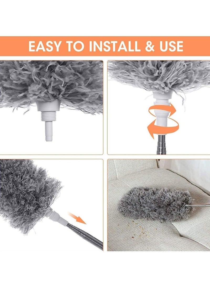 HOMESTAR Extra Long Microfiber Duster Extension Pole (30 to 96 inches) Bendable, Washable, Feather Dusters for Cleaning Roof, Ceiling Fan, Blinds, Cobwebs - Image 4