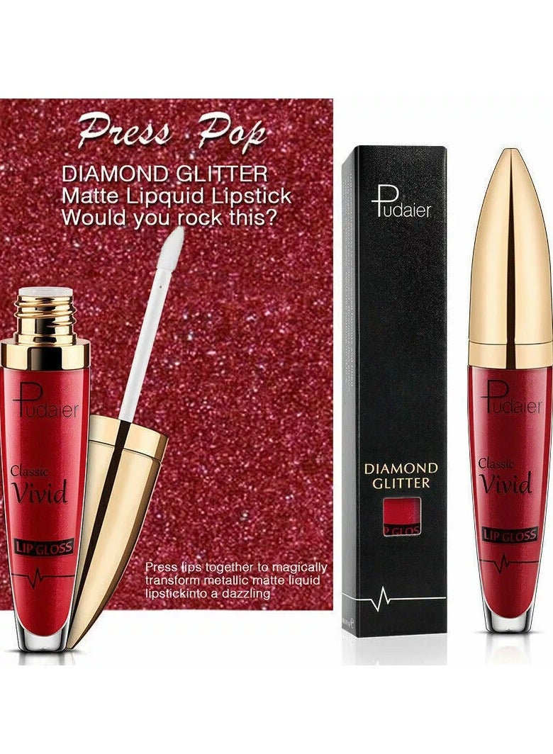 pudaier Diamond Glitter Shiny Matte Lipstick Glitter Liquid Lip Gloss Sparkling High Pigment Waterproof Long Lasting Lipstick Bold Shimmer Lip Glaze Lip Waterproof Lip Liner and Lipstick 16 - Image 2