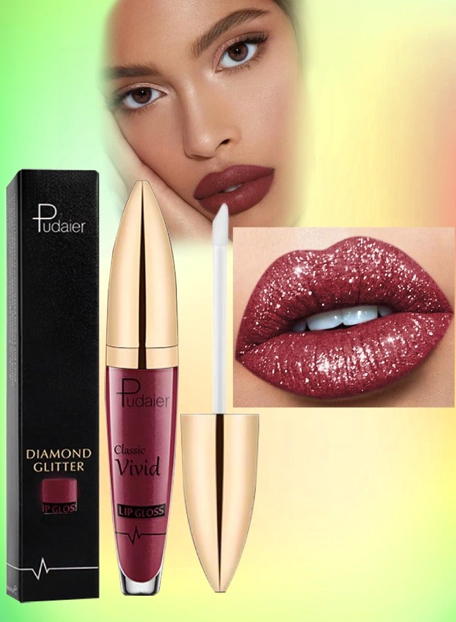 pudaier Diamond Glitter Shiny Matte Lipstick Glitter Liquid Lip Gloss Sparkling High Pigment Waterproof Long Lasting Lipstick Bold Shimmer Lip Glaze Lip Waterproof Lip Liner and Lipstick 16 - Image 1