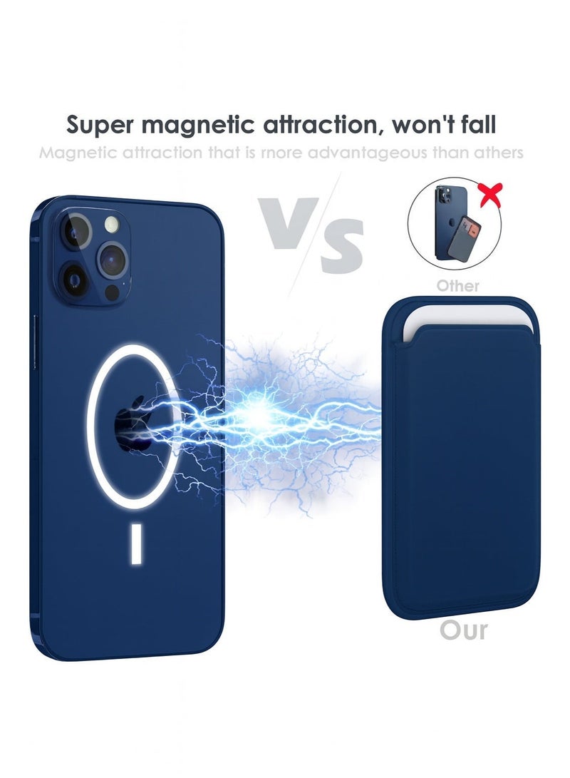 Magnetic Card Holder Wallet for iPhone 13 14 15 16 Series, MagSafe Compatible Phone Case Accessory, Navy Blue - Image 2