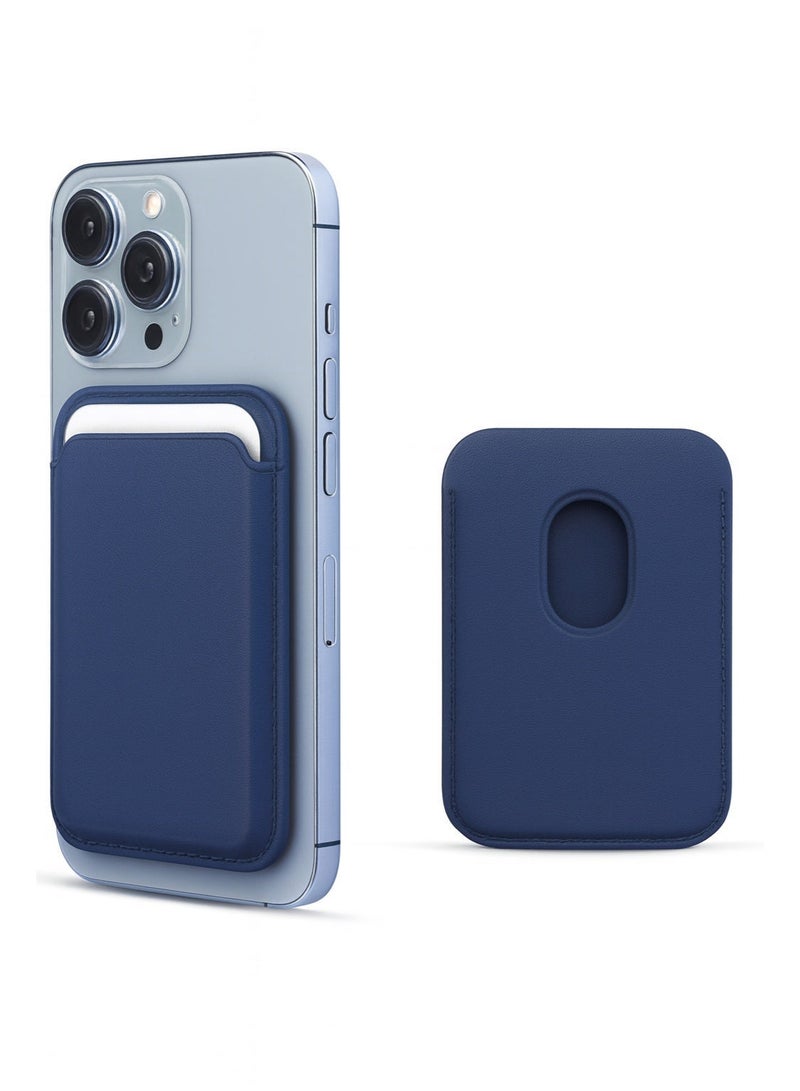 Magnetic Card Holder Wallet for iPhone 13 14 15 16 Series, MagSafe Compatible Phone Case Accessory, Navy Blue - Image 1
