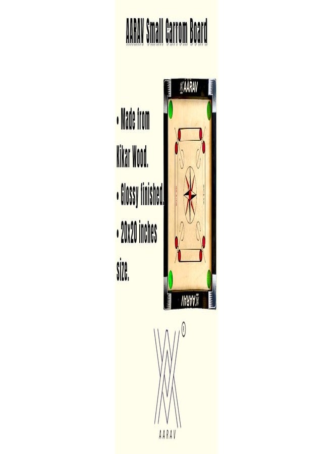 Aarav Carrom Board for Kids Small Size 20 Inch with Fiber Coins, Striker and Powder, Glossy and Smooth Surface. - Image 4