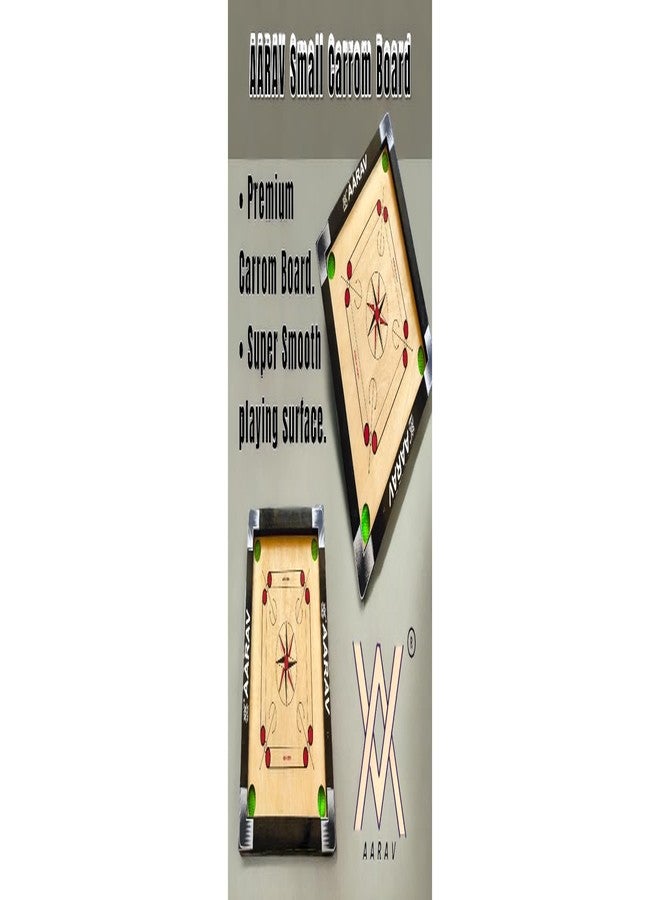 Aarav Carrom Board for Kids Small Size 20 Inch with Fiber Coins, Striker and Powder, Glossy and Smooth Surface. - Image 3