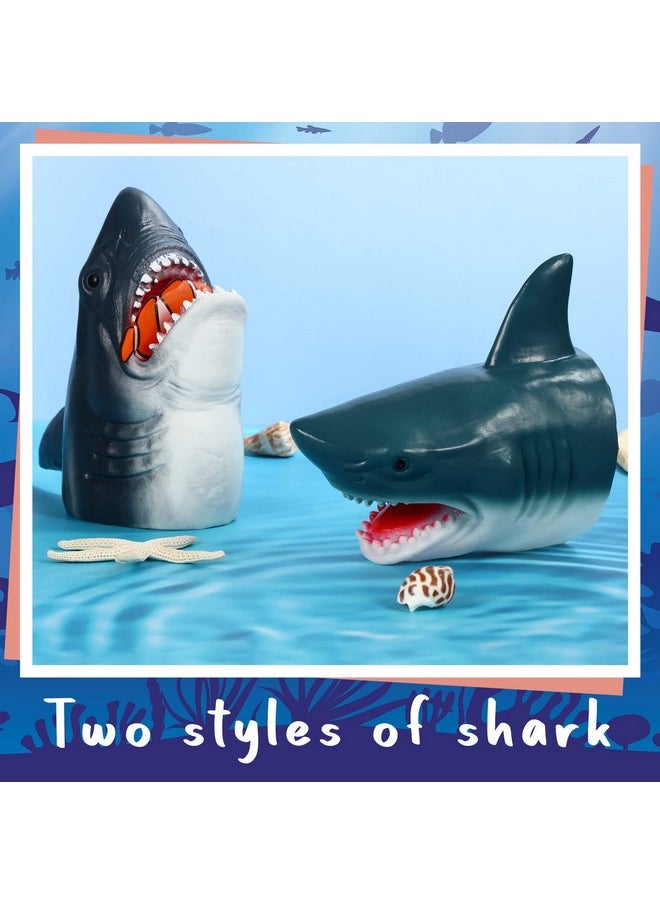 Lewtemi - Hand Puppet Toys 2 Pack Realistic Animal Shark Hand Puppets Soft Rubber Silicone Hand Puppet Shark Head Gloves Puppet Role Play Toy For Swimming Pool Beach Bathing - Image 1