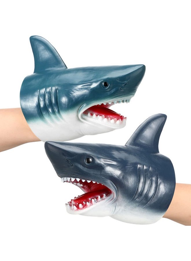 Lewtemi - Hand Puppet Toys 2 Pack Realistic Animal Shark Hand Puppets Soft Rubber Silicone Hand Puppet Shark Head Gloves Puppet Role Play Toy For Swimming Pool Beach Bathing - Image 1