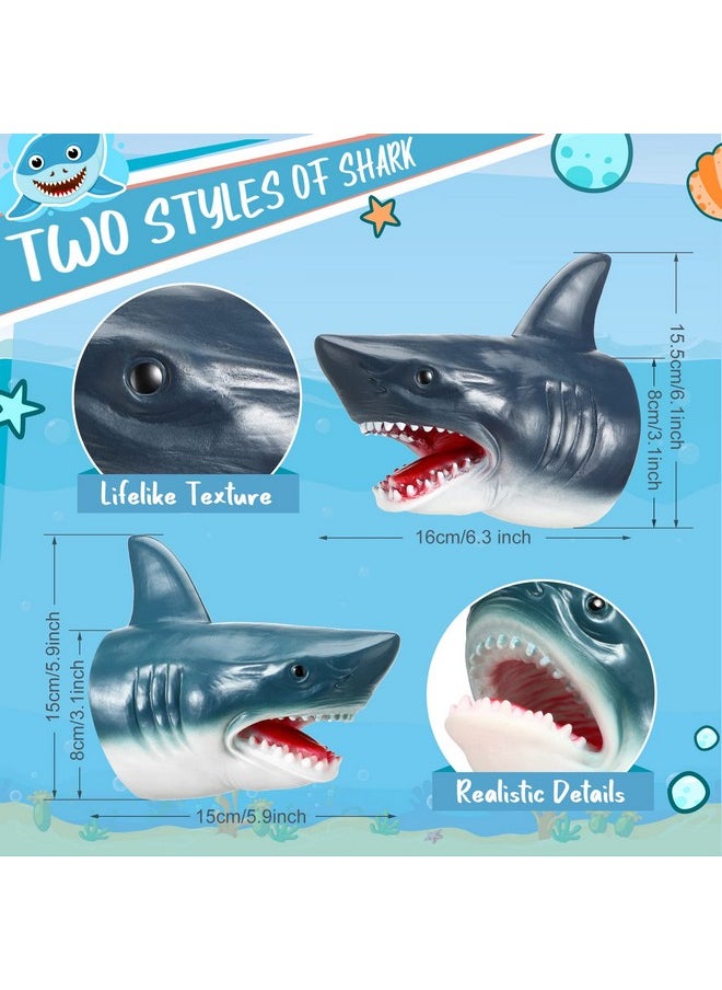 Lewtemi - Hand Puppet Toys 2 Pack Realistic Animal Shark Hand Puppets Soft Rubber Silicone Hand Puppet Shark Head Gloves Puppet Role Play Toy For Swimming Pool Beach Bathing - Image 1
