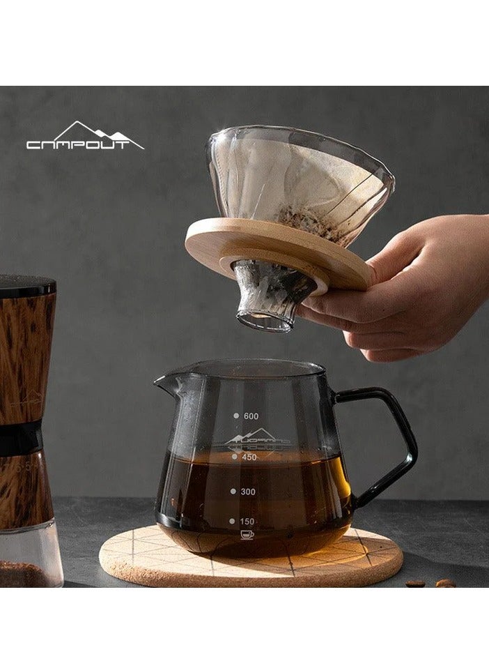 CAMPOUT Campout Pour Over Coffee Maker Set V60 Bag – Portable 5-Piece Drip Coffee Kit with Stainless Steel Kettle, Grinder, Borosilicate Glass, and Cups – Perfect for Travel, Camping, and Home Brewing - Image 4
