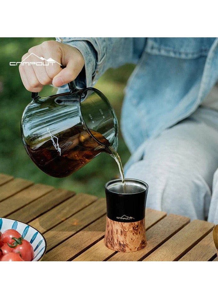 CAMPOUT Campout Pour Over Coffee Maker Set V60 Bag – Portable 5-Piece Drip Coffee Kit with Stainless Steel Kettle, Grinder, Borosilicate Glass, and Cups – Perfect for Travel, Camping, and Home Brewing - Image 5