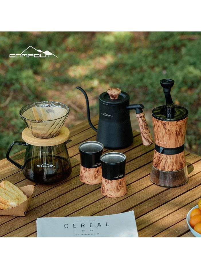 CAMPOUT Campout Pour Over Coffee Maker Set V60 Bag – Portable 5-Piece Drip Coffee Kit with Stainless Steel Kettle, Grinder, Borosilicate Glass, and Cups – Perfect for Travel, Camping, and Home Brewing - Image 2