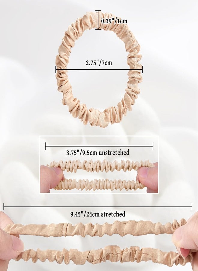 NatureKess 6PCS 100% Mulberry Silk Scrunchies Set, 2 Large and 4 Thin Silk Hair Ties for Women, No Damage Hair Accessories, Black Pink Champagne - Image 4