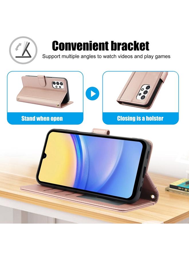 اس-توب جراب لهاتف Samsung Galaxy A32 5G / M32 5G، جراب هاتف جلدي بلون نقي مع فتحات للبطاقات وحبل مزدوج - Image 3