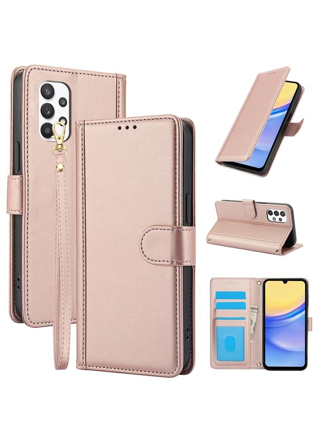 اس-توب جراب لهاتف Samsung Galaxy A32 5G / M32 5G، جراب هاتف جلدي بلون نقي مع فتحات للبطاقات وحبل مزدوج - Image 1