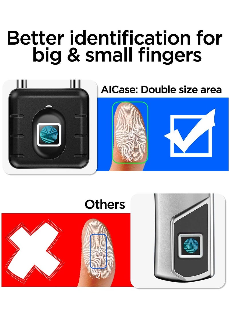 Fingerprint Padlock Waterproof, Smart Padlock, Fingerprint Lock, Keyless Biometric Lock IP67 Outdoor/Indoor Lock Suitable for Luggage, Suitcase, Bike, Gym Locker Lock - Image 3
